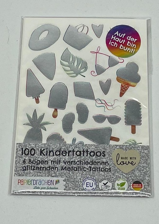 Actual product image Papierdrachen Metallic Tattoo Set 6 - Beach Vibes