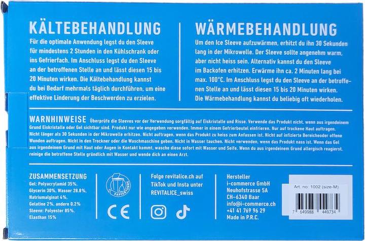 Nährwerte und Zutaten Revitalice Tragbares Kühlpack (1 x)