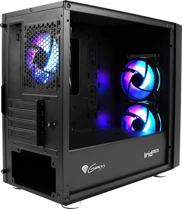 Actual product image Natec GENESIS Irid 353 ARGB - Micro Tower - PC - Acrylonitrile Butadiene Styrene (ABS) - S (ATX, Mini-ATX)