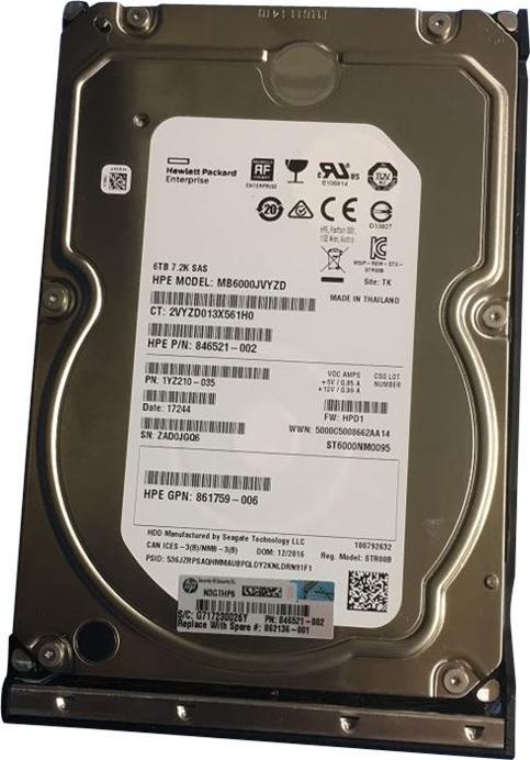 Produktbild HPE HDD 6TB 12G 7.2K LFF SAS MDL (6 TB, 3.5")
