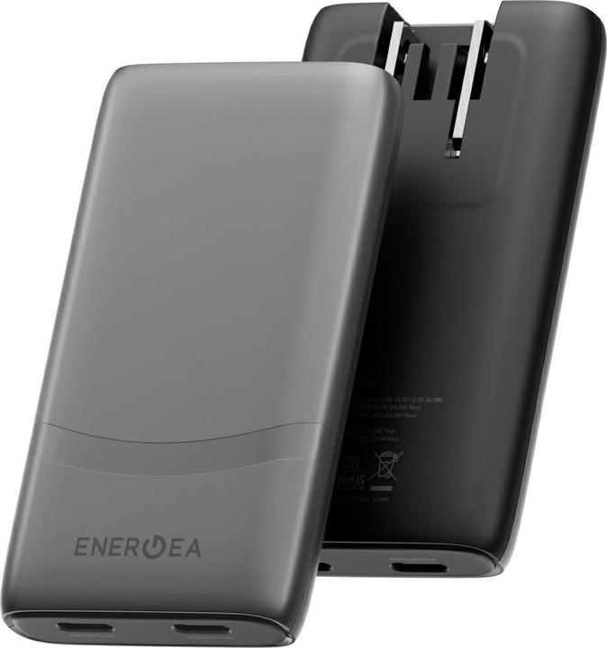 Energea Wall charger TravelWorld Edge 65W 2xUSB-C PD/PPS/QC3.0 (US/UK/EU) graphite (65 W, 2 ports)