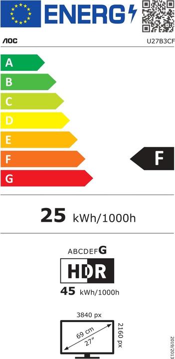 Label énergétique AOC U27B3CF (3840 x 2160 pixels, 27")