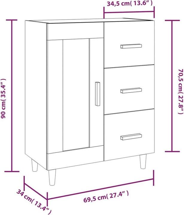 Image du produit vidaXL Sideboard (69.50 x 69.50 x 90 cm)