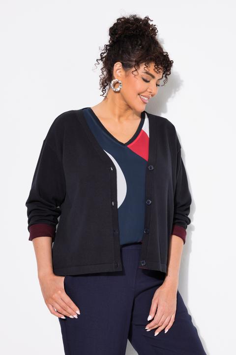 Immagine prodotto Ulla Popken Cardigan double face con scollo a V e maniche lunghe (42, 44)