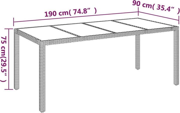 Produktbild vidaXL Garten Essgruppe (190 x 90 x 75 cm)