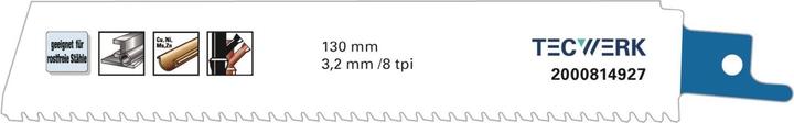 Tecwerk Säbelsägeblatt Länge 150 mm Breite 25 mm Zahnteilung TPI 8 3,2 mm