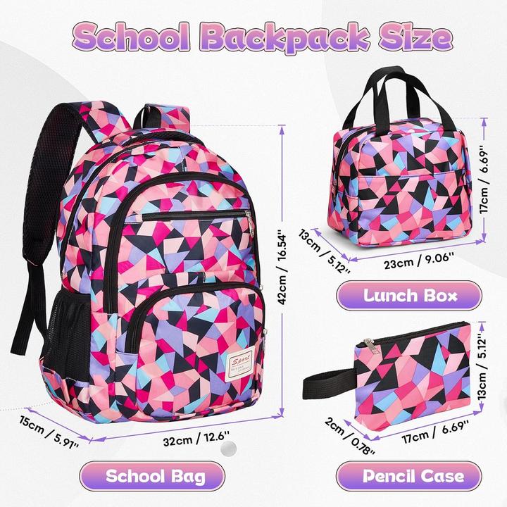 Produktbild Yarmiene 3-teiliges Schulrucksack-Set mit Lunchtasche und Bleistiftbeutel