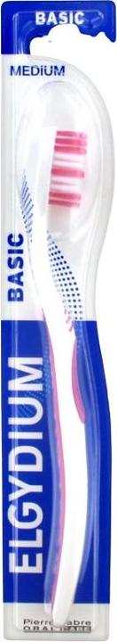 Actual product image Elgydium Basic Medium Toothbrush - White & Blue, 1 Piece (Medium, 1x)