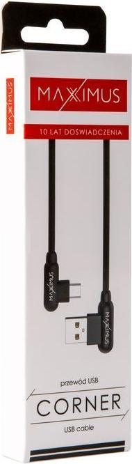 Image du produit Maxximus Câble micro-USB à charge rapide MX CORNER 2,4 A / 1 m, Noir / Coudé (1 m)