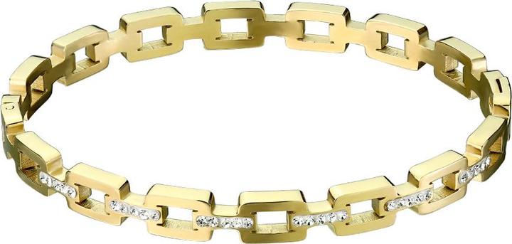 Produktbild Star Piercing Armkette vergoldet quadratische Glieder Kristalle silber (17 cm, Chirurgenstahl 316L)
