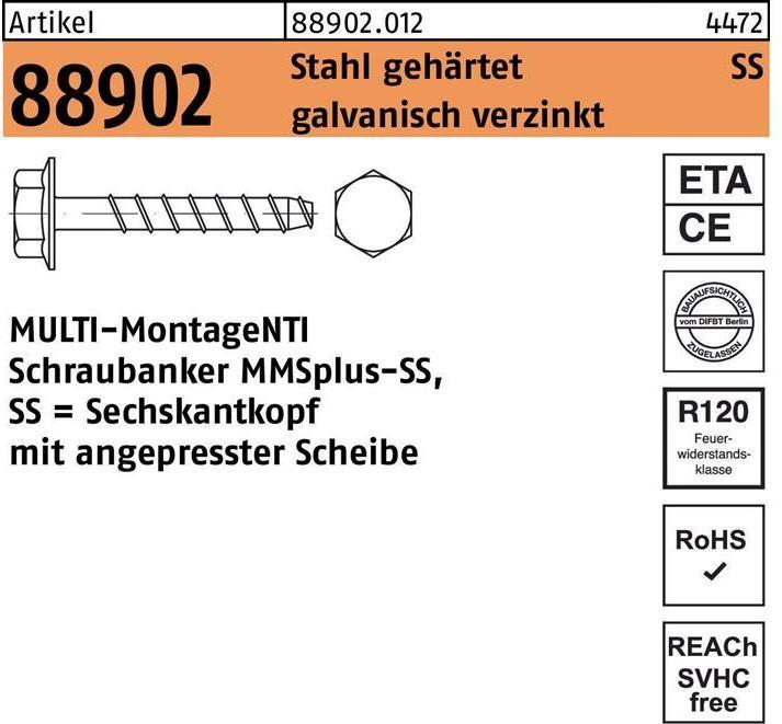 Immagine prodotto Heco MULTI-MONTI-plus SS Vite per calcestruzzo SW 13 da 10 x 80 mm - 25 pz. ( 48403 ) (25 Viti per pezzo)