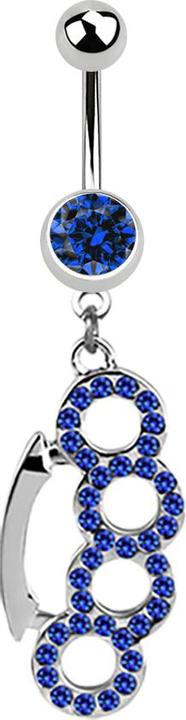 Produktbild Star Piercing Banane silber mit Anhänger Schlagring dunkelblau (ohne Messing, Chirurgenstahl 316L)
