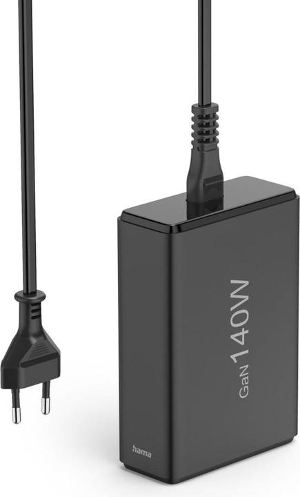 Image du produit Hama Station de charge 5 ports, GaN, chargeur rapide, 3xUSB-C, 2xUSB-A, PD, 140 W, SW (140 W, 5 ports)