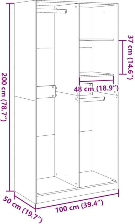 Produktbild vidaXL Alexius (100 x 50 x 200 cm)