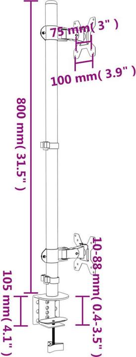 Image du produit vidaXL Tischhalterung für 2 Monitore (Tables, 10 kg)