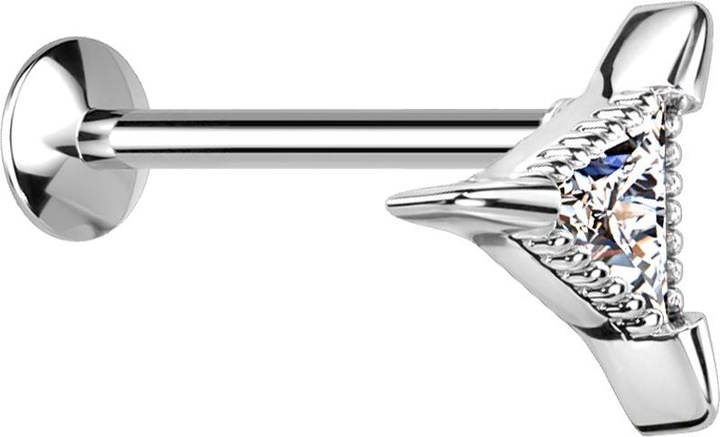 Produktbild Star Piercing Micro Labret Innengewinde silber Halbmond Kristalle silber (Chirurgenstahl 316LMessing, MessingChirurgenstahl 316L)