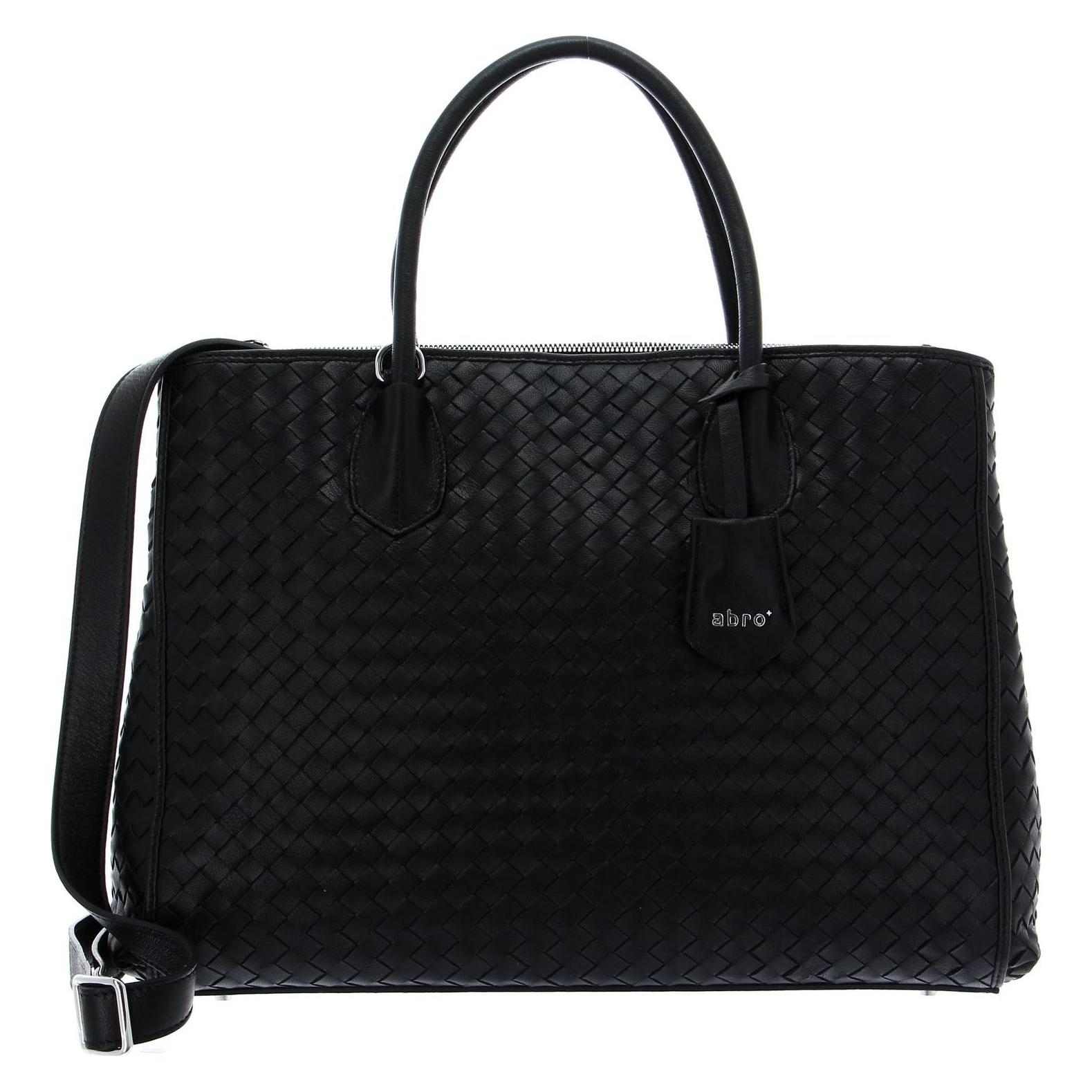 Abro, Damen, Tasche, Leather Piuma Weaving Businessshopper Busy, Schwarz