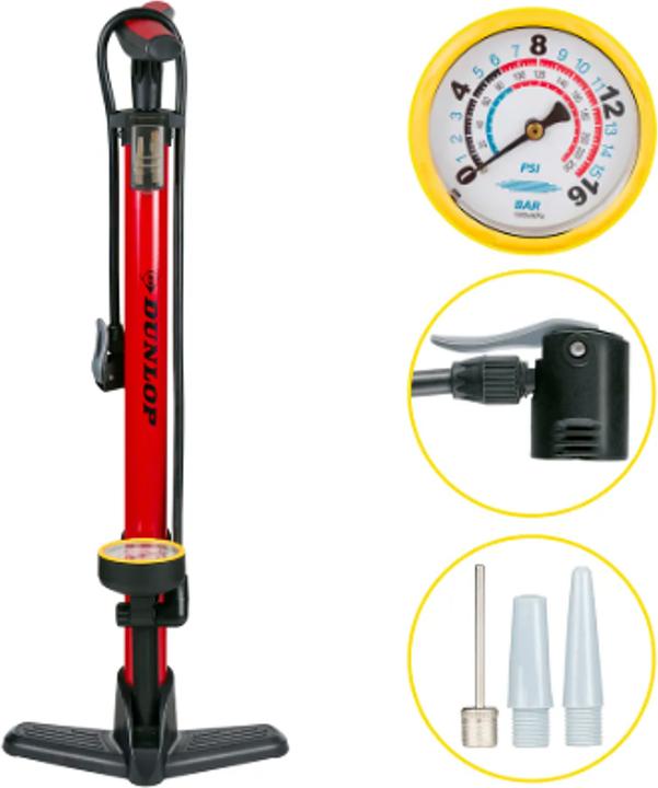 Actual product image Dunlop Bicycle floor pump black/red