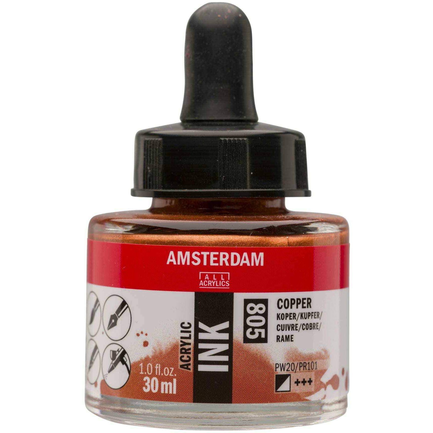 Amsterdam, Künstlerfarbe + Bastelfarbe, Acryltinte 805 (Kupfer, 30 ml)