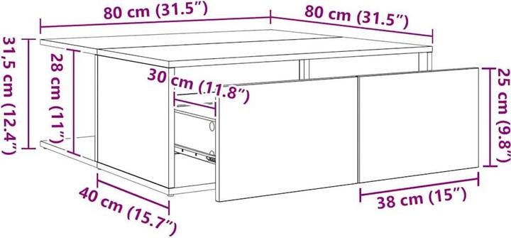 Immagine prodotto vidaXL Moderner Couchtisch (80 x 80 x 31 cm)