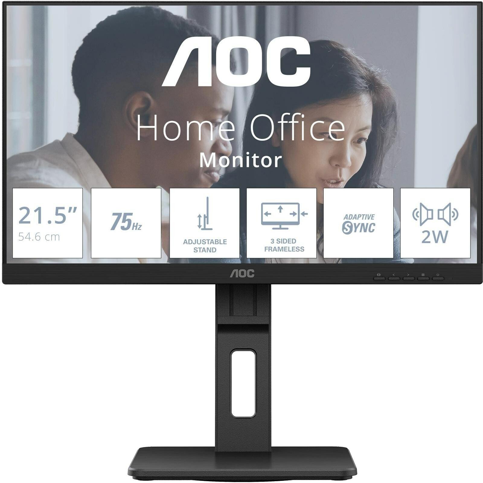 AOC 22E2UMF (1920 x 1080 Pixel, 21.50"), Monitor, Schwarz
