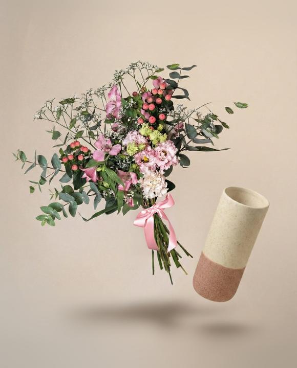 feey Ballerine Avec Vase (Rose) (Fleurs coupées, 13x)