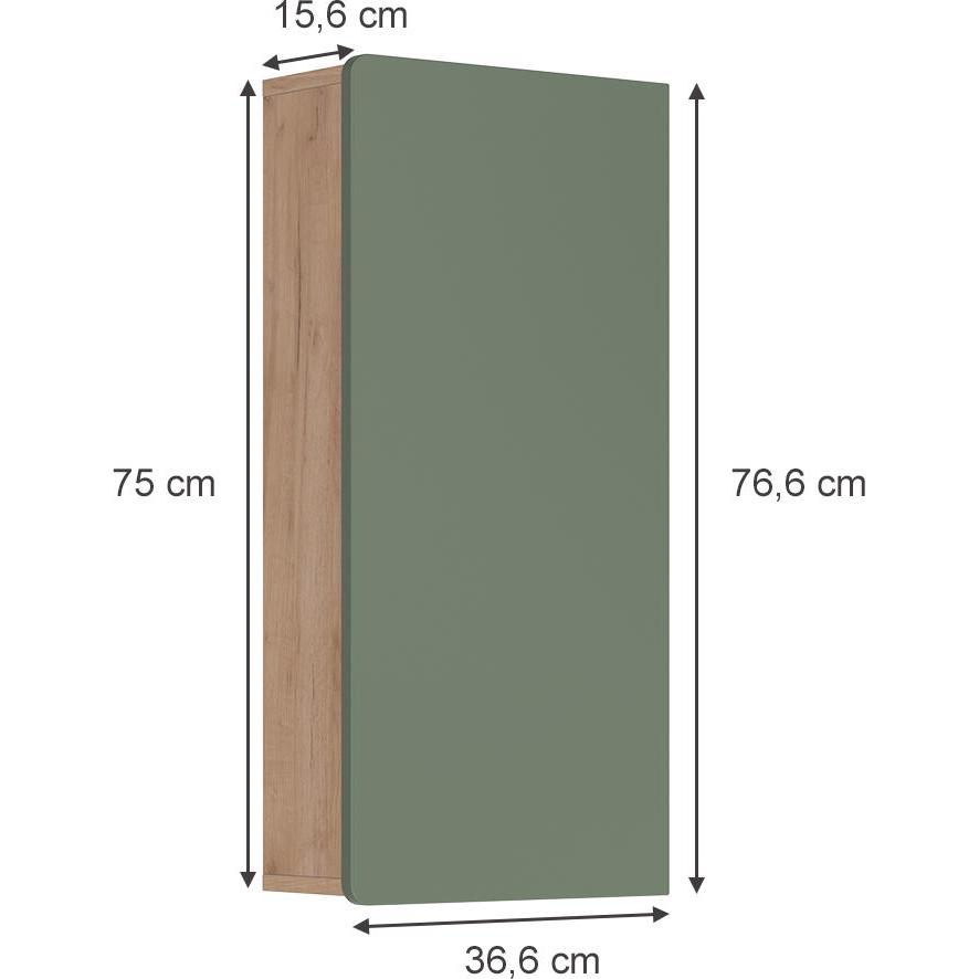 Thumbnail - Vichy, Badezimmerschrank, Hängeschrank Izan, Goldkraft Eiche/Grün