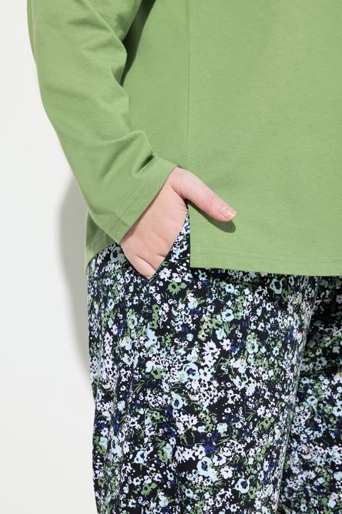 Produktbild Ulla Popken Pyjama, Schriftmotiv, Blüten, V-Ausschnitt, Langarm (42, 44)