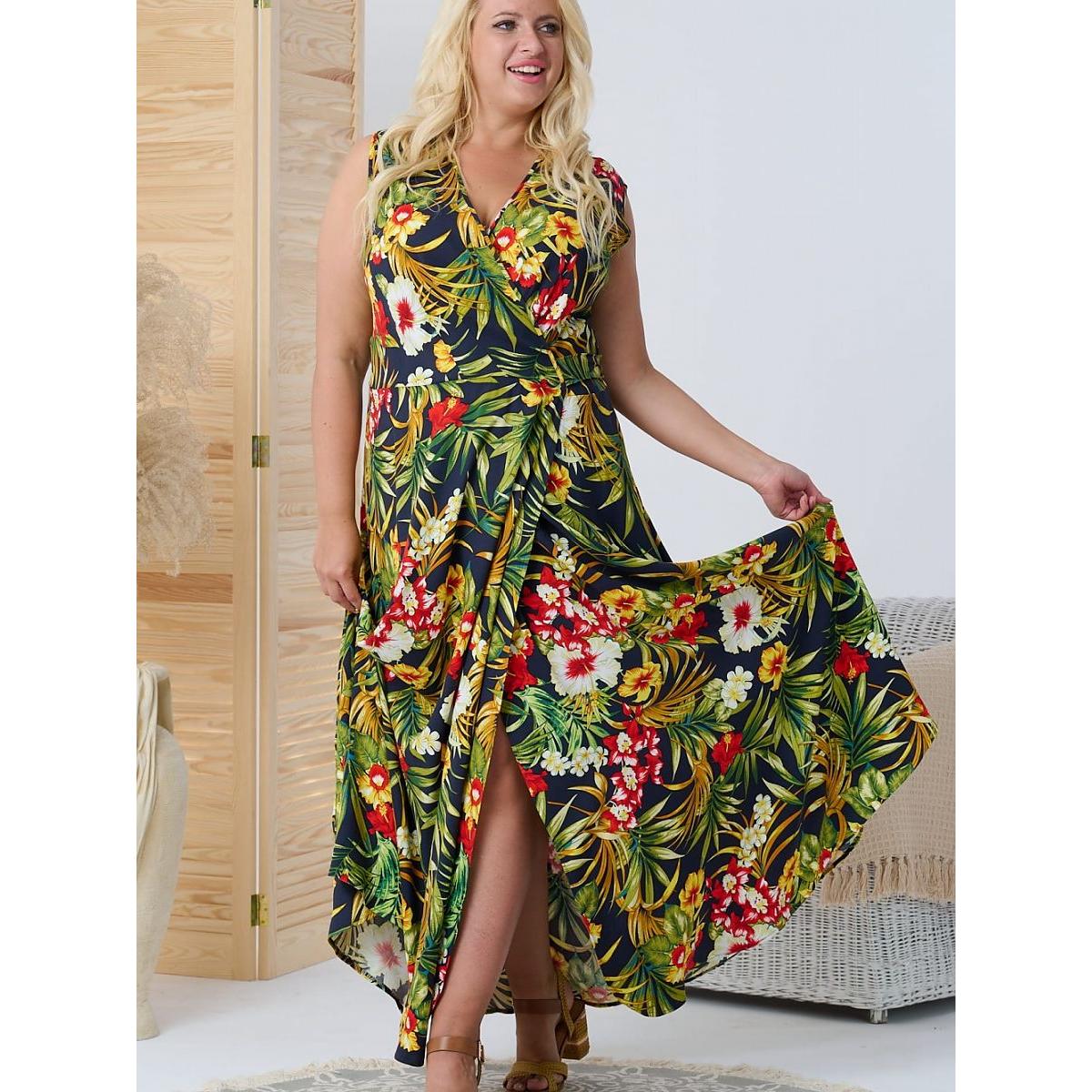 Karko, Damen, Kleider, Plus-Size Kleider, Blau, (38, 39, 40)