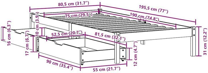 Image du produit vidaXL Bettrahmen (75 x 190 cm)
