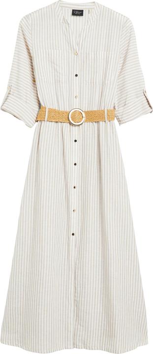 Produktbild s.Oliver Gestreiftes Midi-Leinenkleid mit Gürtel (42)