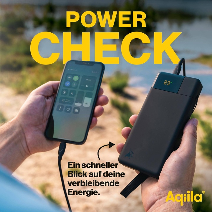 Actual product image Aqiila Powerbird B20B+ - Powerbank 20000 mAh, 65W - Black (20000 mAh, 65 W, 74 Wh)