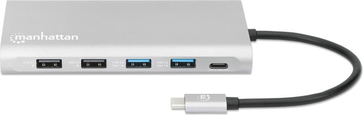Actual product image Manhattan USB-C PD 12-in-1 docking station with MST for three HDMI monitors (USB-C, 12 ports)