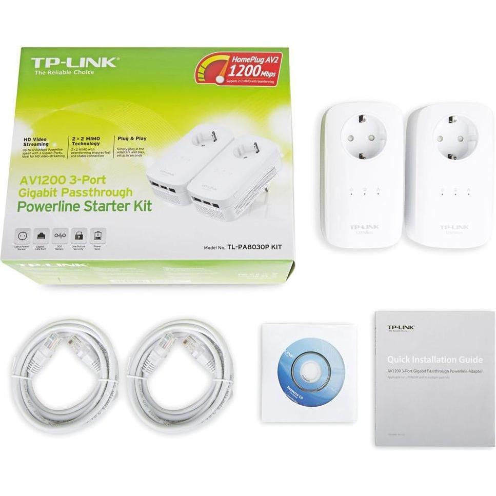 Thumbnail - TP-Link TL-PA8030P Kit (1200 Mbit/s), Powerline, Weiss