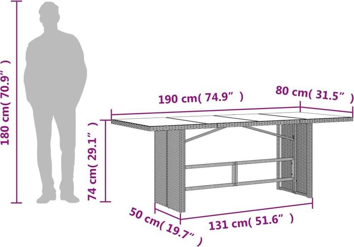 Produktbild vidaXL Garten Essgruppe (190 x 80 x 74 cm)