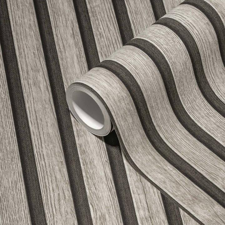 Produktbild A.S. Création 3D Holzpaneele Vliestapete - Holzoptik Tapete von A.S. Creation Grau, Schwarz (53 x 1005 cm)