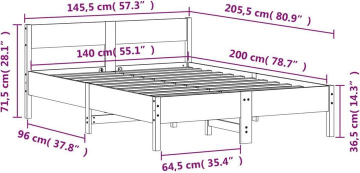 Image du produit vidaXL Bettgestell (140 x 200 cm)
