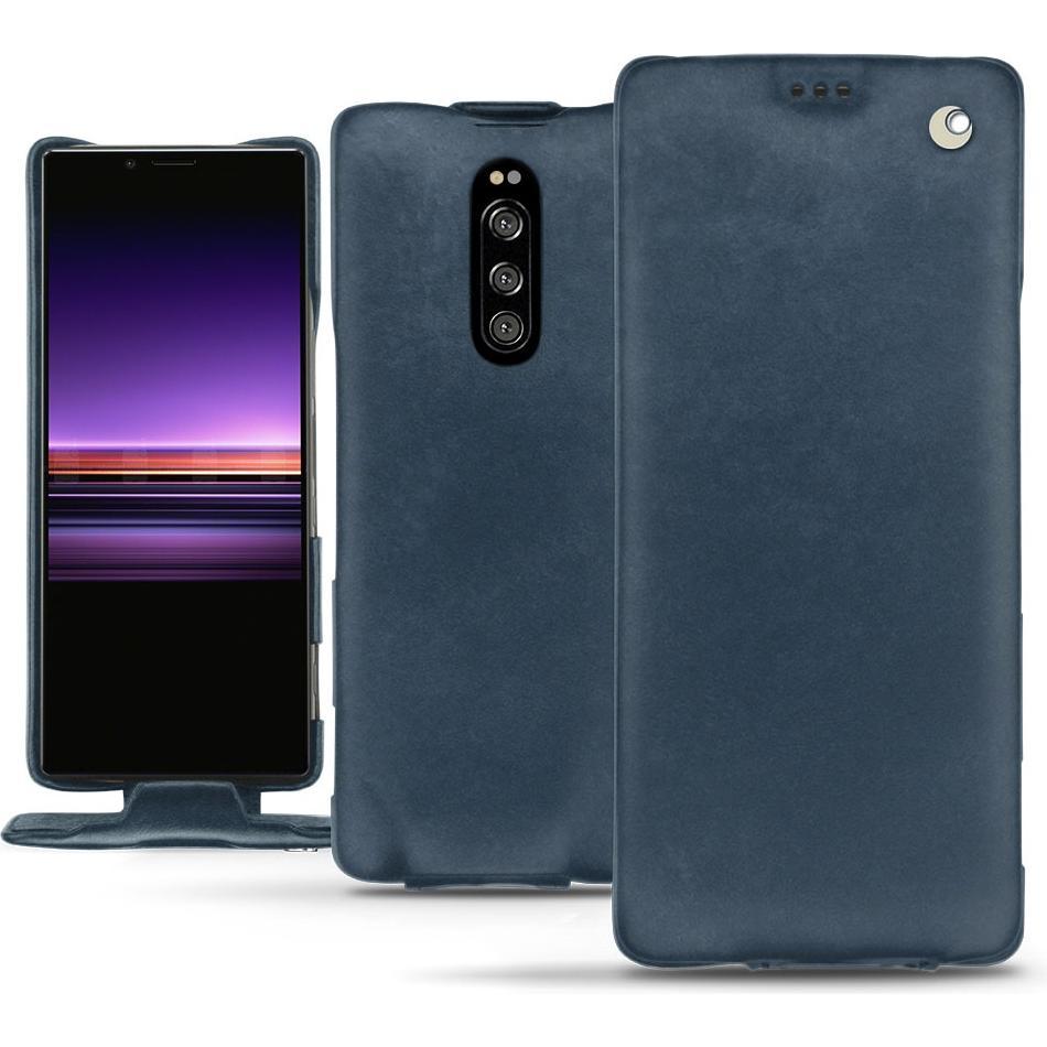 Noreve Lederschutzhülle vertikal (Sony Xperia 1), Smartphone Hülle, Blau