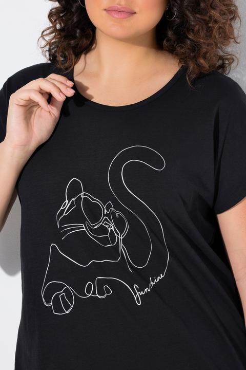 Produktbild Ulla Popken T-Shirt, Metallic-Tiermotiv, Oversized, Rundhals, Halbarm (60)