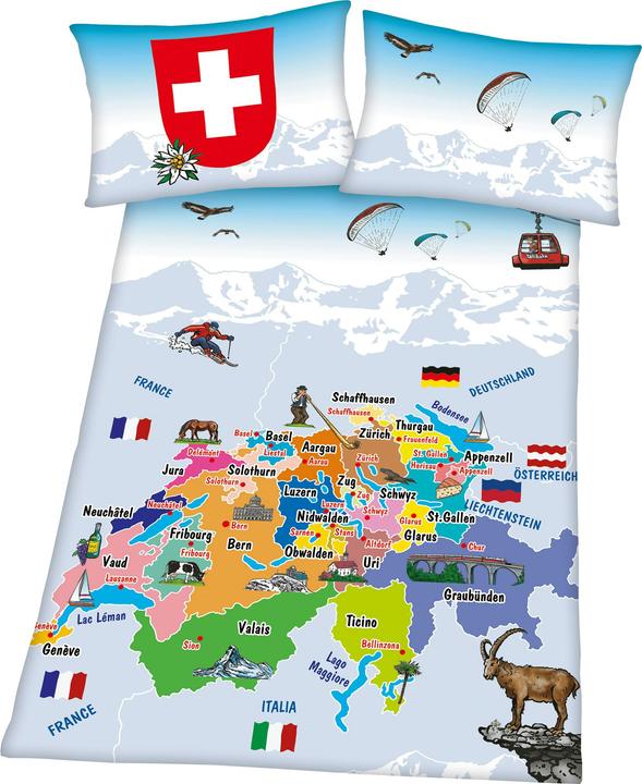Produktbild Herding Schweizer Landkarte Bettwäsche 65/100+160/210 cm