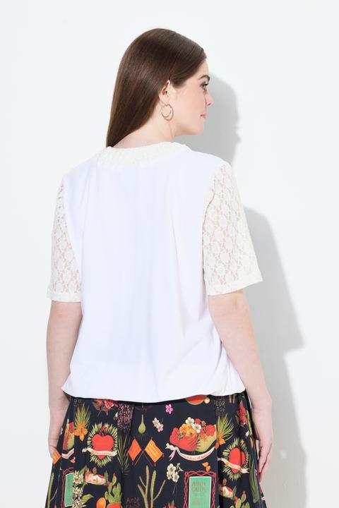 Immagine prodotto Ulla Popken T-shirt con pizzo, collo alto e mezze maniche (42, 44)