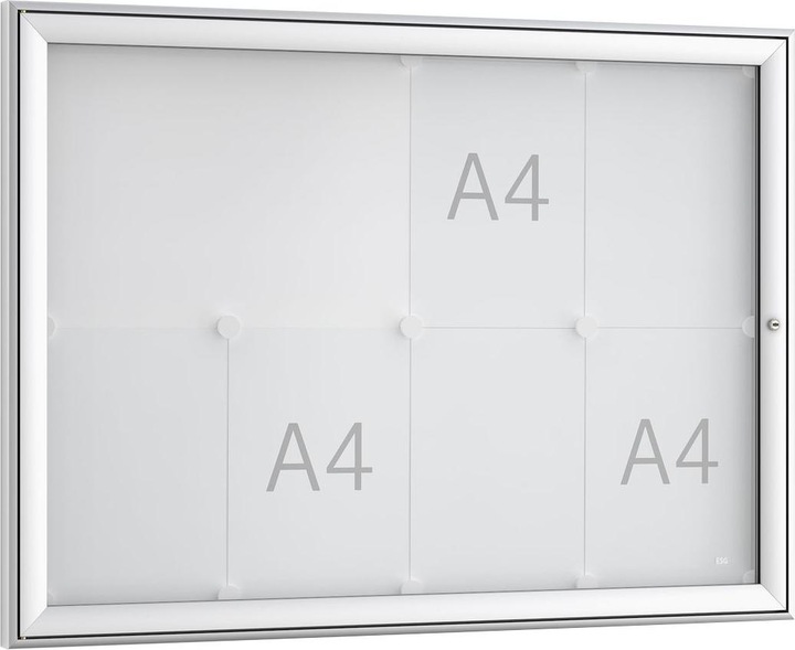 Actual product image Wsm Hinged door display case 8 x DIN A4 W930xH680mm frame angular for indoor use