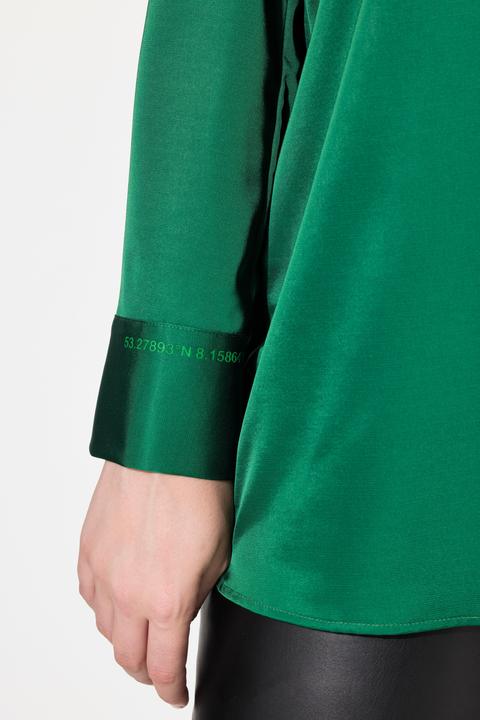 Actual product image Ulla Popken Long Sleeve Collared Satin Blouse (60)