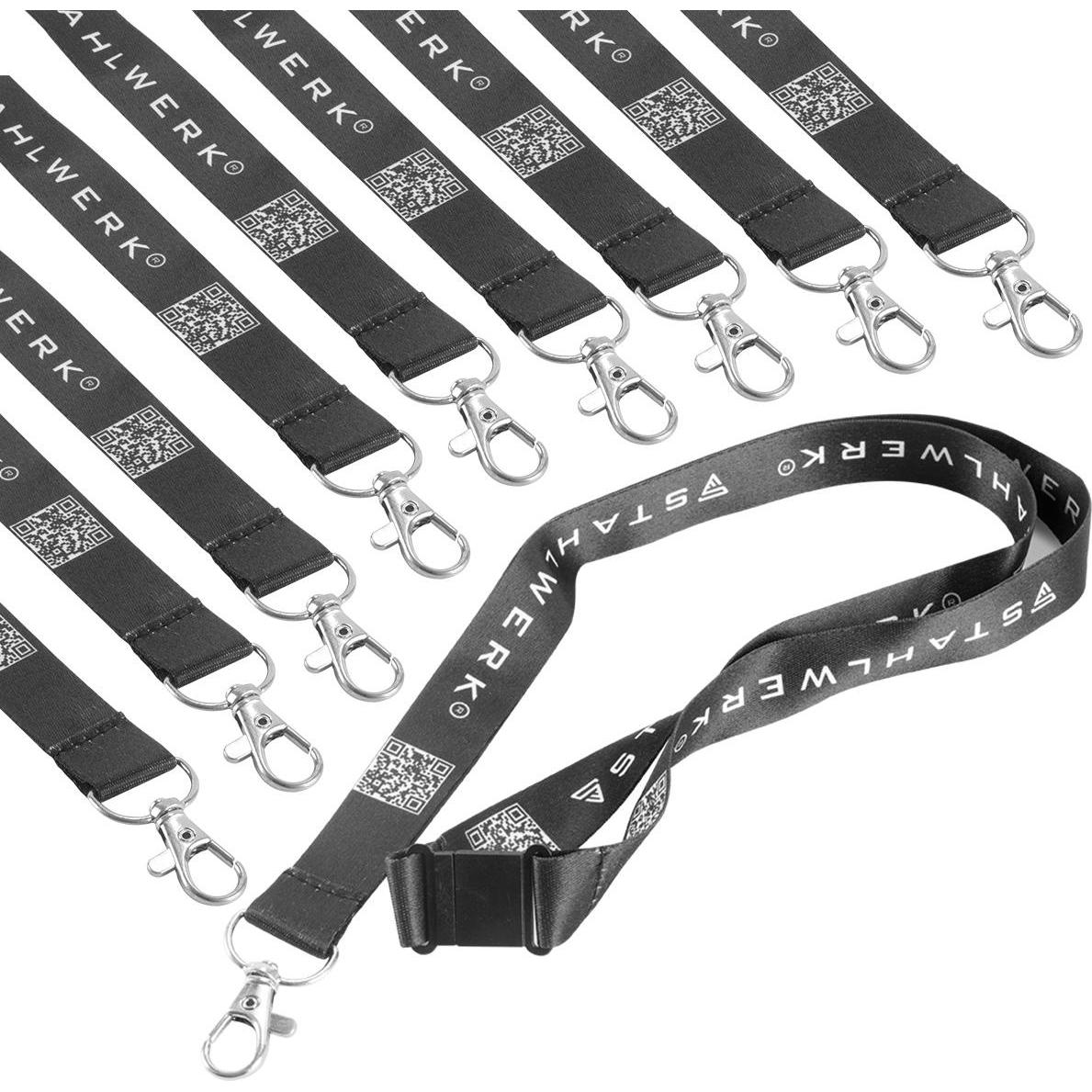 Stahlwerk, Schlüsselanhänger, Schlüsselband 10er Set Schlüsselanhänger Lanyard mit Metall-Karabiner