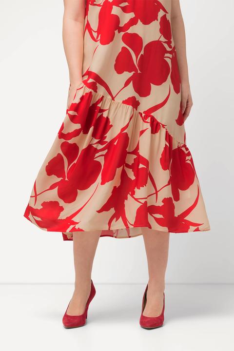 Immagine prodotto Ulla Popken Abito midi dal taglio svasato e smanicato con fiori e scollo a V (58)