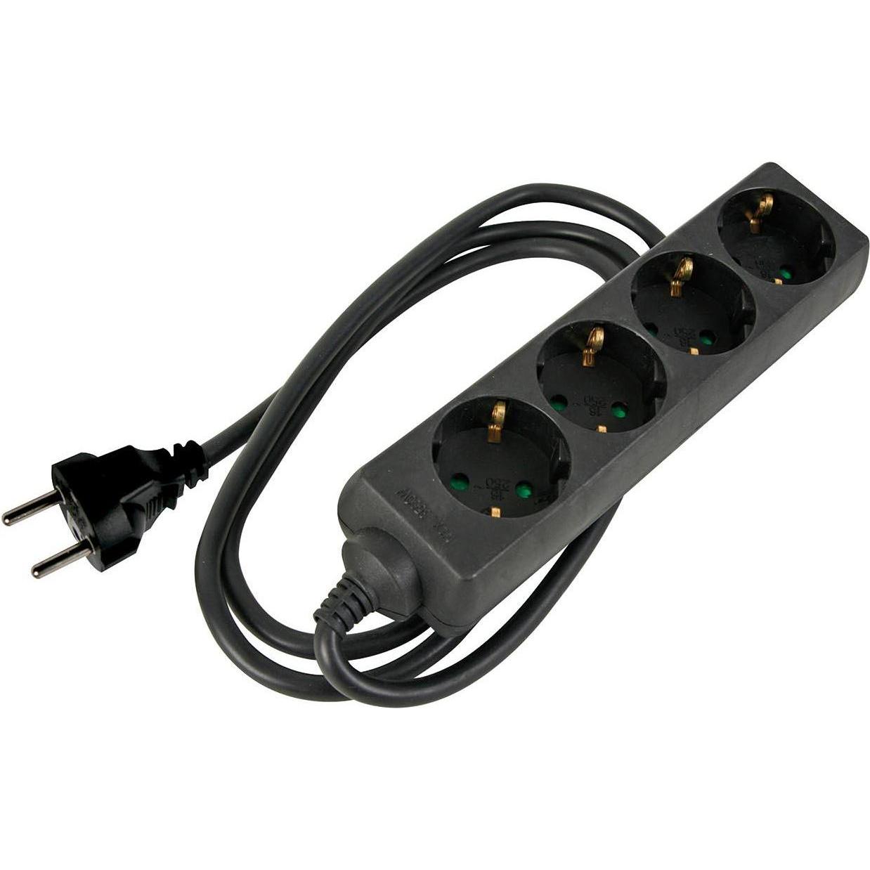 5x HQ Power, Steckdosenleiste, 4-FACH-STECKDOSENLEISTE MIT SCHRUMPFSCHLAUCH - 3G2.5 - 1.5 m - SCHUKO (3 x, CEE 7/3, 1.50...