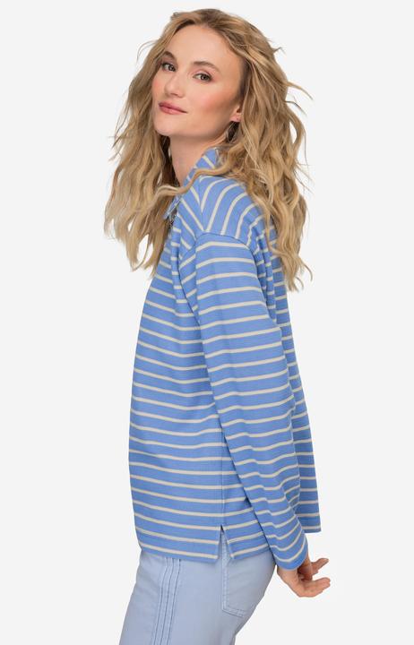 Actual product image Laurasøn Striped Long Sleeve Zipper Polo (M)