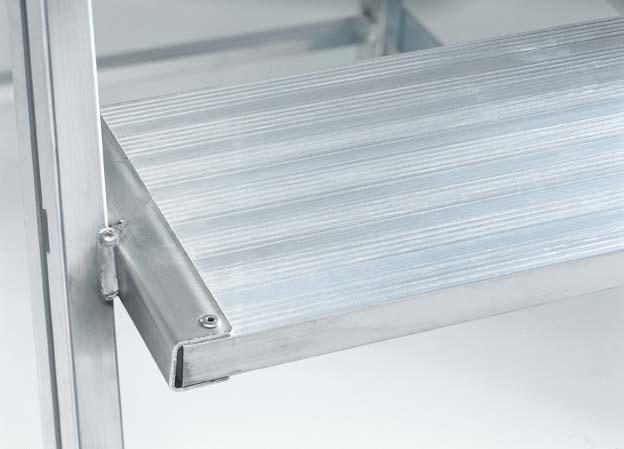 Produktbild Munk Podesttreppe beidseitig begehbar mit Federrollen Aluminium geriffelt 6 Stufen (Plattformleiter, 235 cm)