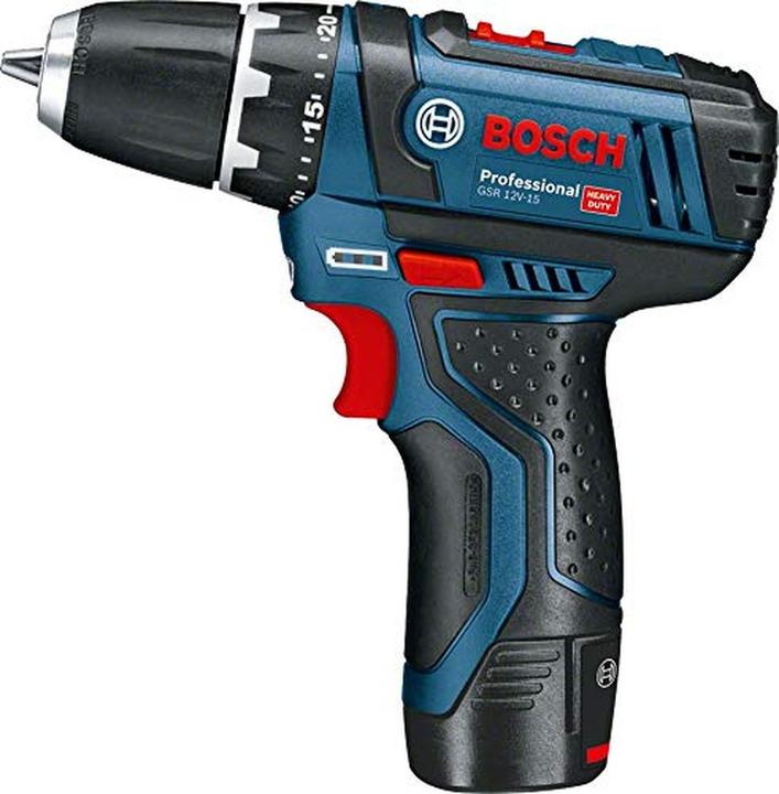 Immagine prodotto Bosch Professional Trapano avvitatore a batteria GSR 12V-15, 2 batterie GBA 12V 2.0Ah, custodia per il trasporto (Batteria ricaricabile)