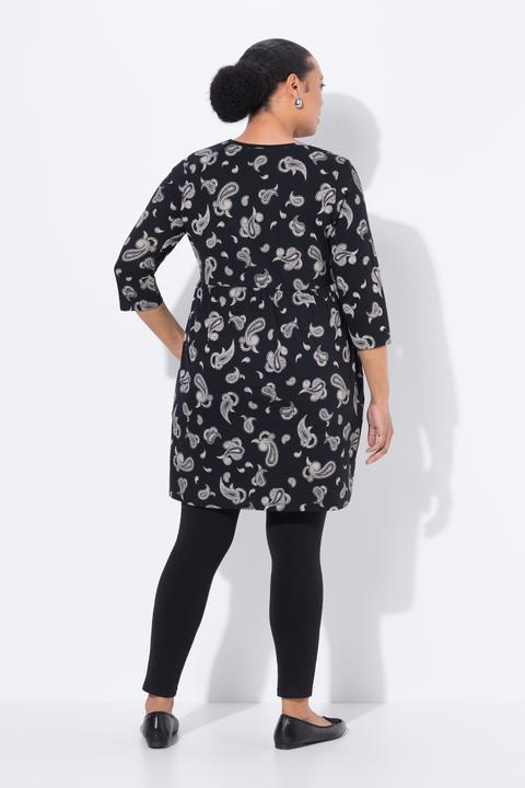 Image du produit Ulla Popken T-shirt long, décolleté en V et manches 3/4, coupe évasée (50, 52)